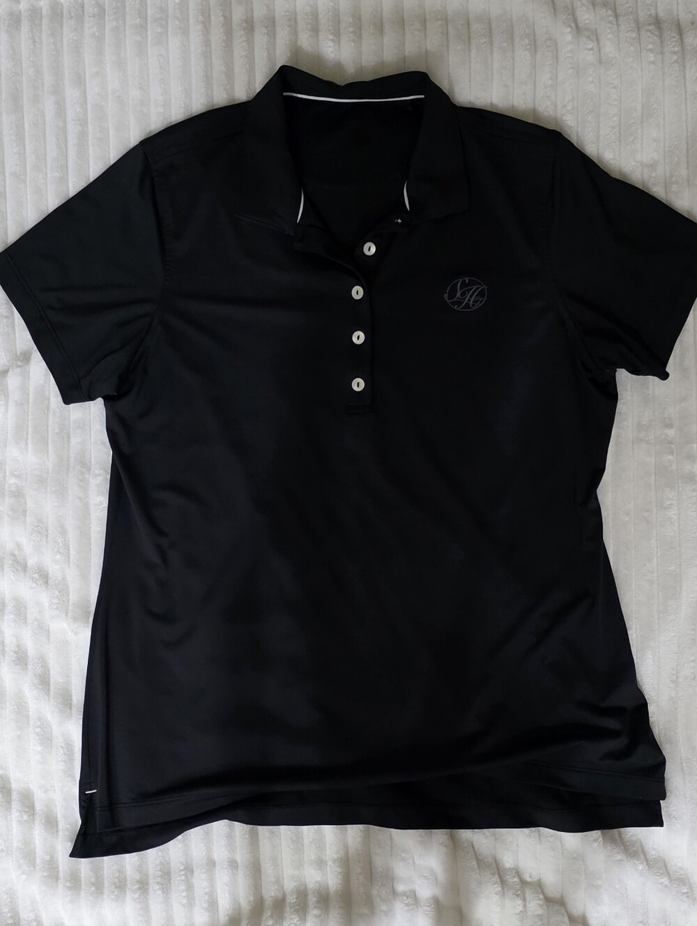 Black Polo Shirt with Subtle Monogram Logo